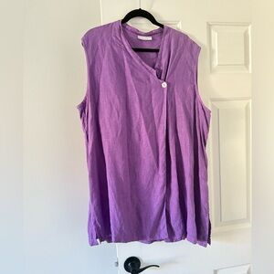 Bryn walker purple linen asymmetric vest tunic size 1X